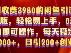 外面收费3980的闲鱼引流法，轻松易上手,0基础小白即可操作，日引200+创业粉的保姆级教程【揭秘】