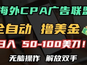 海外CPA全自动撸美金, 日入100+美刀，无脑操作，解放双手【揭秘】