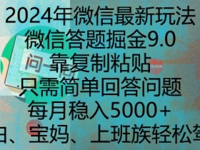 2024年微信最新玩法，微信答题掘金9.0玩法出炉，靠复制粘贴，只需简单回答问题，每月稳入5k【揭秘】