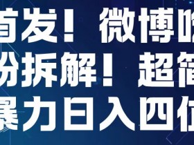 首发！微博吃瓜粉引流变现拆解，日入四位数轻轻松松【揭秘】