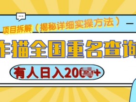 创作猫全国重名查询，详细教程，简单制作，日入多张【揭秘】