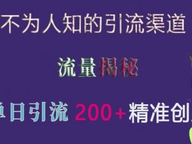不为人知的引流渠道，流量揭秘，实测单日引流200+精准创业粉【揭秘】