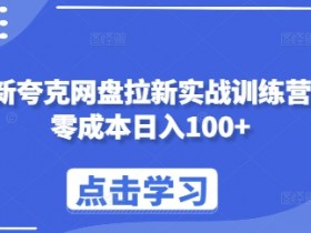最新夸克网盘拉新实战训练营，零成本日入100+