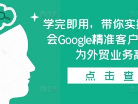 学完即用，带你实操0基础学会Google精准客户开发，成为外贸业务高手