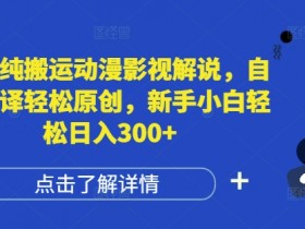 国外纯搬运动漫影视解说，自动翻译轻松原创，新手小白轻松日入300+【揭秘】