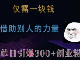 仅需一块钱，借助别人的力量，单日引爆300+创业粉、兼职粉【揭秘】
