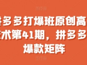 拼多多打爆班原创高阶技术第41期，拼多多小爆款矩阵