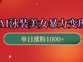 AI泳装美女暴力引流，小白3分钟一个原创视频，高效变现日入几张【揭秘】
