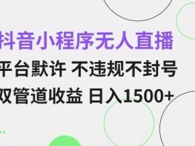 抖音小程序无人直播 平台默许 不违规不封号 双管道收益 日入多张 小白也能轻松操作【仅揭秘】