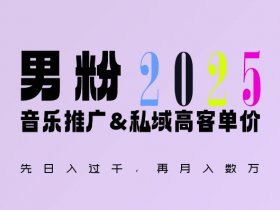 2025年，接着续写“男粉+私域”的辉煌，大展全新玩法的风采，日入1k+轻轻松松