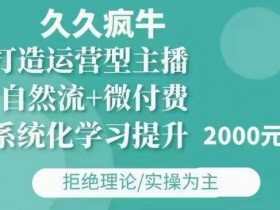久久疯牛·自然流+微付费(12月23更新)打造运营型主播，包11月+12月
