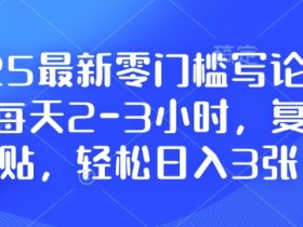 2025最新零门槛写论文项目，每天2-3小时，复制粘贴，轻松日入3张，附详细资料教程【揭秘】