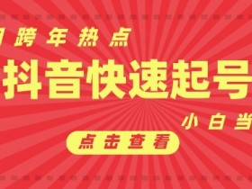 抖音利用跨年热点当天起号，新号第一条作品直接破万，小白当天见效果转化变现