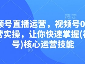 视频号直播运营，视频号0到1运营实操，让你快速掌握(视频号)核心运营技能