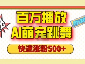 百万播放的AI萌宠跳舞玩法，快速涨粉500+，视频号快速起号，1分钟教会你(附详细教程)