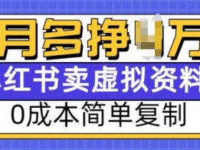 小红书虚拟资料项目，0成本简单复制，每个月多挣1W【揭秘】