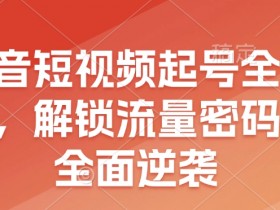 抖音短视频起号全流程，解锁流量密码，全面逆袭