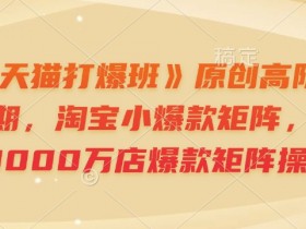 《淘宝天猫打爆班》原创高阶技术第64期，淘宝小爆款矩阵，年销售8000万店爆款矩阵操作