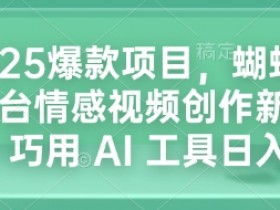 2025爆款项目，蝴蝶号平台情感视频创作新玩法，巧用 AI 工具日入4张