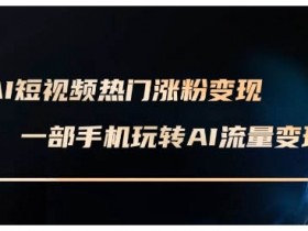 AI短视频热门涨粉变现课，AI数字人制作短视频超级变现实操课，一部手机玩转短视频变现