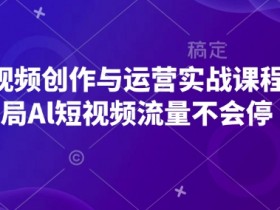 AI短视频创作与运营实战课程，布局Al短视频流量不会停
