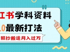 小红书学科资料2.0最新打法，照抄搬运月入过万，可长期操作