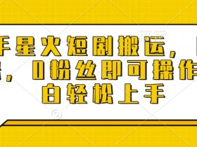 快手星火短剧搬运，日入多张，0粉丝即可操作，小白轻松上手【揭秘】