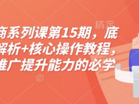淘宝电商系列课第15期，底层逻辑解析+核心操作教程，运营、推广提升能力的必学课程+配套资料