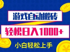 游戏自动搬砖，轻松日入1000+ 小白轻松上手【揭秘】