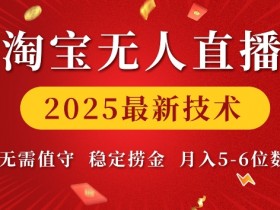 淘宝无人直播2025最新技术 无需值守，稳定捞金，月入5位数【揭秘】
