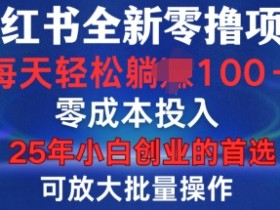 小红书全新纯零撸项目，只要有号就能玩，可放大批量操作，轻松日入100+【揭秘】