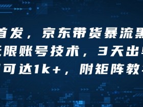 全网首发，京东带货暴流黑科技，无限账号技术，3天出单，单日可达1k+，附矩阵教学【揭秘】