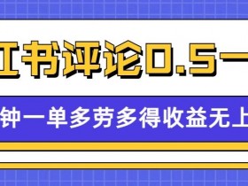 小红书留言评论，0.5元1条，一分钟一单，多劳多得，收益无上限