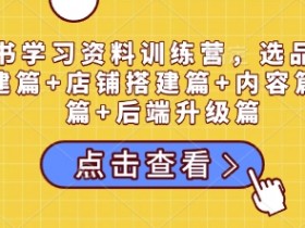 小红书学习资料训练营，选品篇+账号搭建篇+店铺搭建篇+内容篇+私域篇+后端升级篇