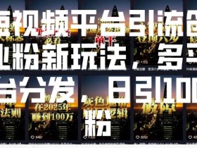 短视频平台引流创业粉新玩法，多平台分发，日引100粉