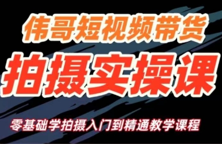 伟哥·短视频带货拍摄实操课