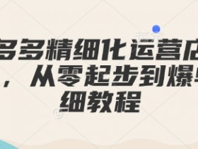 拼多多精细化运营店铺0-1，从零起步到爆单详细教程