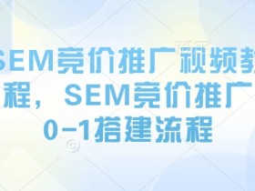 SEM竞价推广视频教程，SEM竞价推广0-1搭建流程
