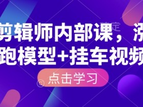 IP剪辑师内部课，涨粉跑模型+挂车视频
