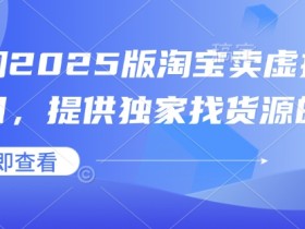 小淘2025版淘宝卖虚拟产品项目，提供独家找货源的方法
