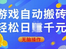 游戏自动搬砖，轻松日入上千，0基础无脑操作【揭秘】