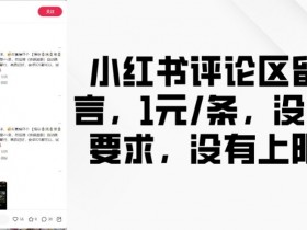 小红书评论区留言，1元条，没有要求，没有上限
