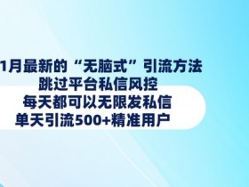 1月最新的无脑式引流方法，跳过平台私信风控，每天都可以无限发私信，单天引流500+精准用户