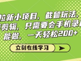看剧拉新小项目，截留玩法， 不需要剪辑，只需要会手机录屏就能做，一天轻松200+