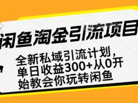 闲鱼淘金私域引流计划，从0开始玩转闲鱼，副业也可以挣到全职的工资