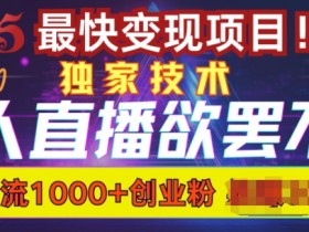 欲罢不能的无人直播引流，超暴力日引流1000+高质量精准创业粉