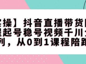 【实操】抖音直播带货陪跑课程起号稳号视频千川全系列，从0到1课程陪跑