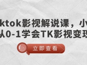TikTok影视解说课，小白从0-1学会TK影视变现