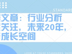 付费文章：行业分析 高度关注，未来20年，万倍成长空间