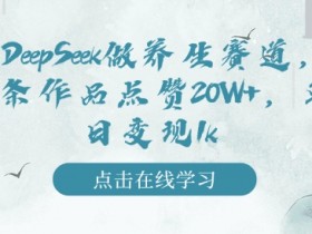 用DeepSeek做养生赛道，一条作品点赞20W+，单日变现1k